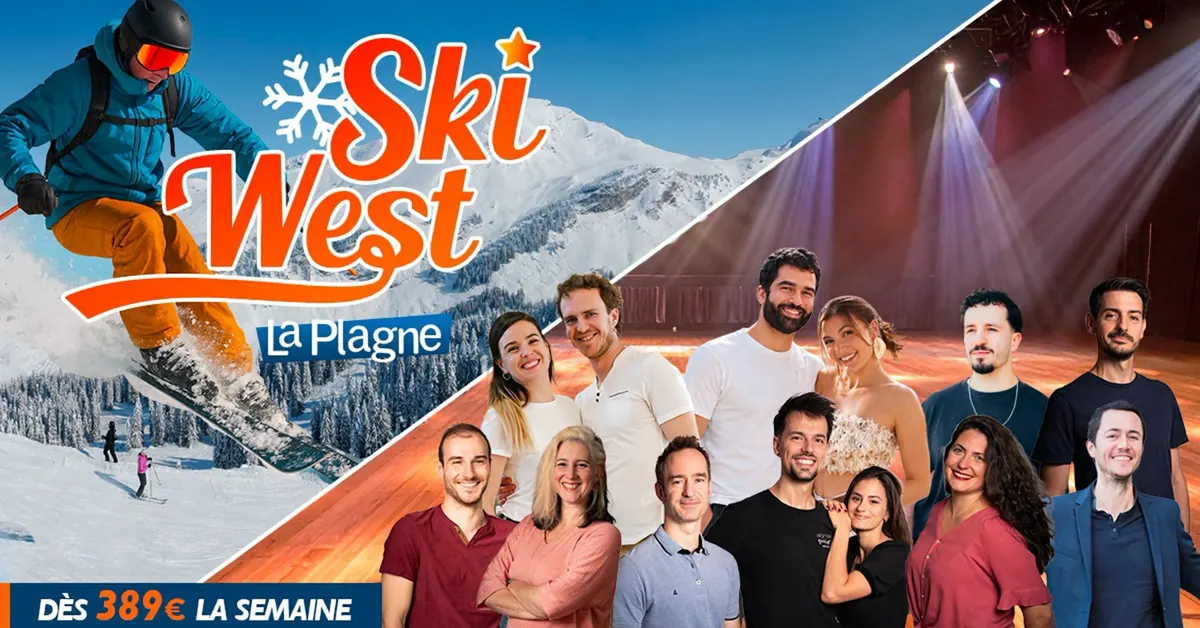 Bannière Ski West La Plagne, dès 389 € la semaine, avec les professeurs de West Coast Swing